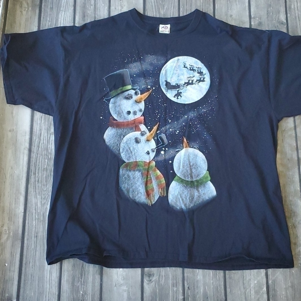 Christmas Santa Snowman Holiday Tshirt Sz XXXL